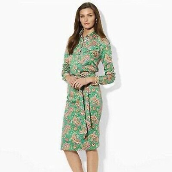 Lauren Ralph Lauren Dresses & Skirts - Green Paisley Ralph Lauren Shirt Dress